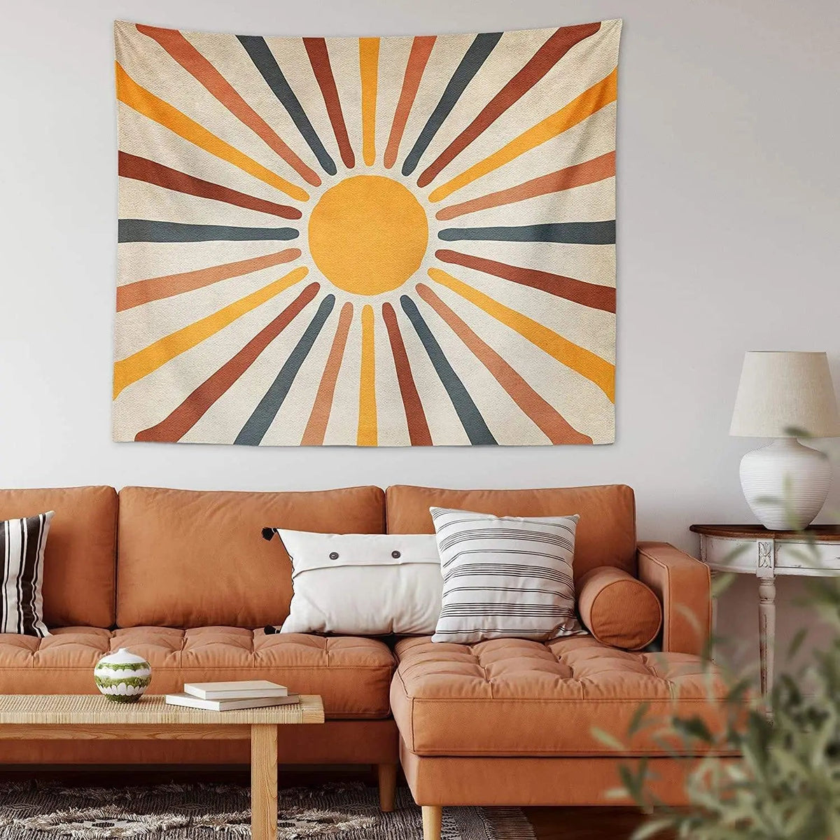 Wall Tapestry Sun Motif Cotton Blend Easy To Hang