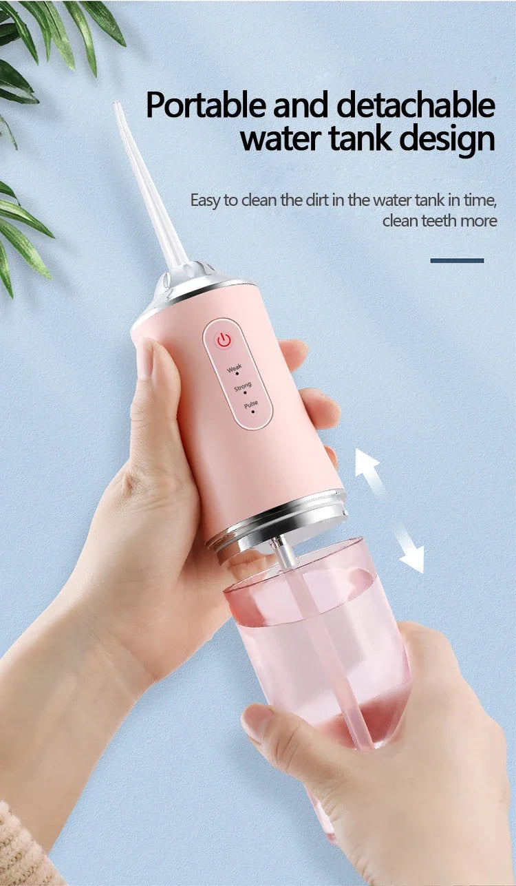 Water Flosser 220ml Tank Adjustable Pressure IPX7 Waterproof