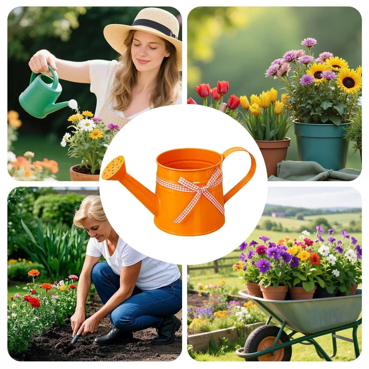 Watering Can Painted Steel Compact Perforated Spout
