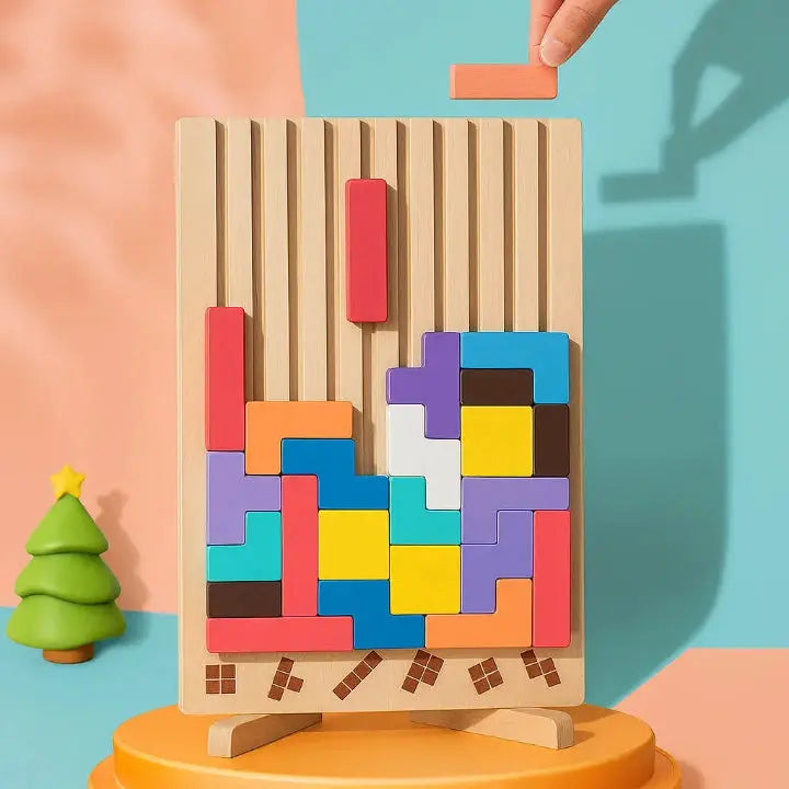 Wooden Puzzle Solid Wood Upright Board Pattern Cards