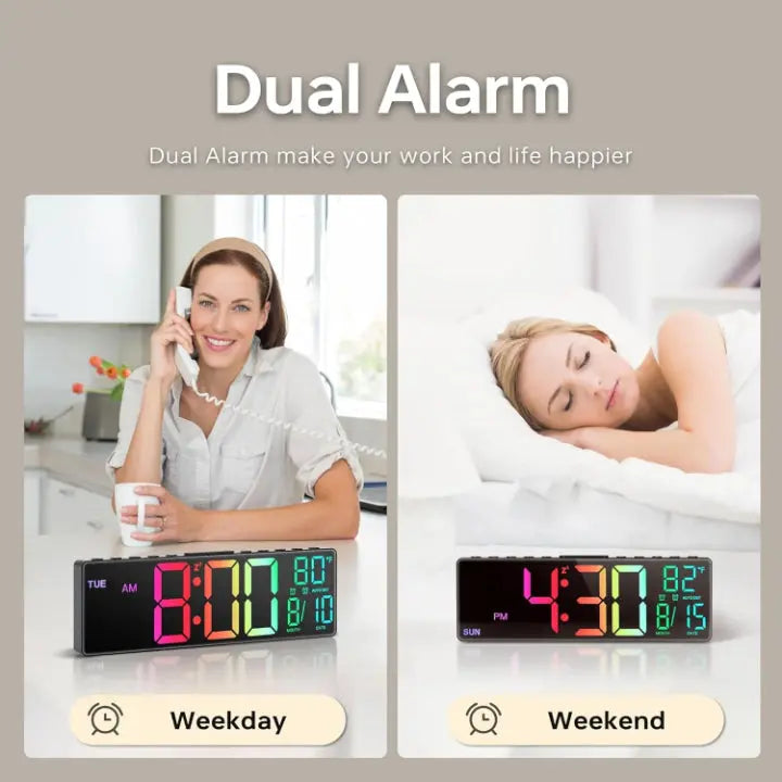 Smart LED Wall Clock with Remote & Adjustable RGB Light