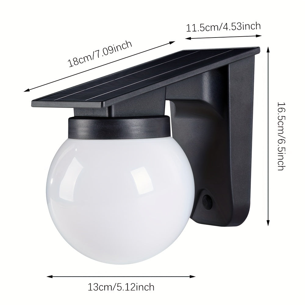 LumiSphere | Solar-Powered Outdoor Wall Light with Dusk Sensor