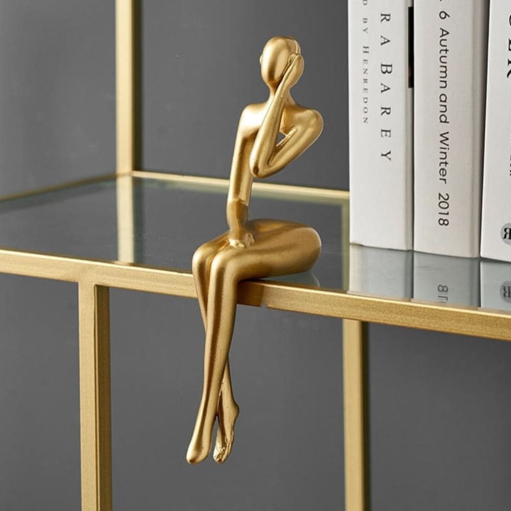 Elegant Metallic Gold Abstract Resin Sculpture for Home Decor