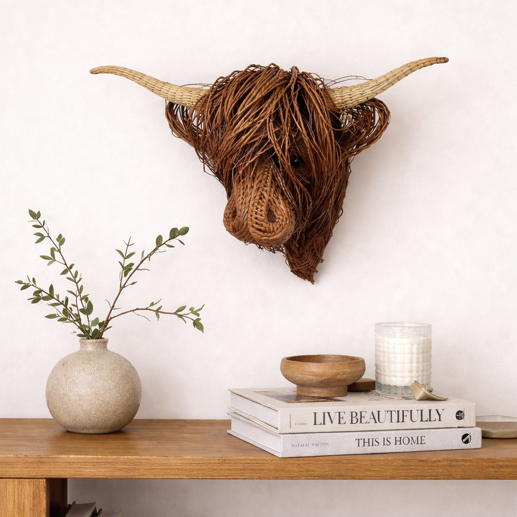 Charming Rustic Cow Head Wall Art with Handcrafted Textures