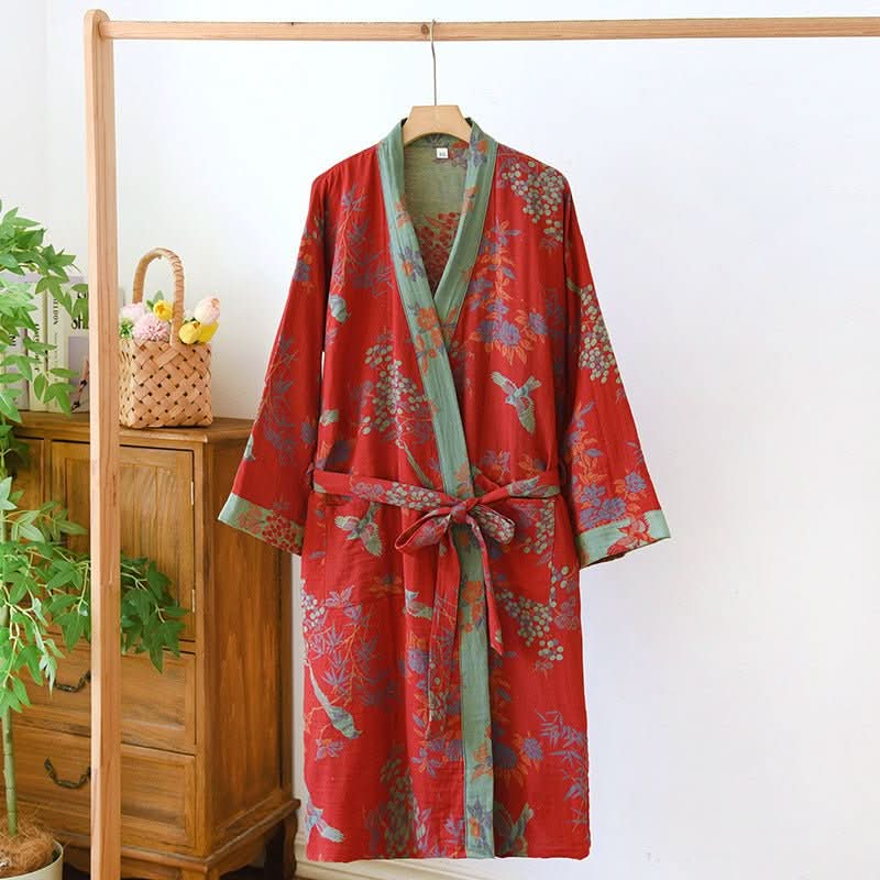 Ginkgo Breeze – Lightweight Organic Cotton Kimono Robe