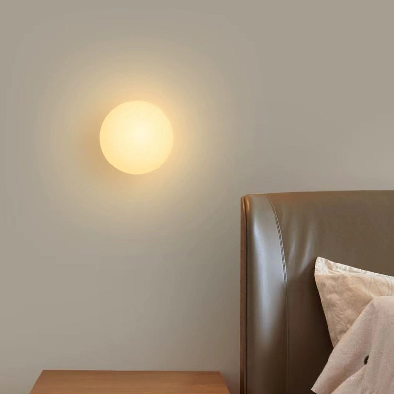 Elegant Glass Sphere Wall Light with Aluminum Base for Indoors