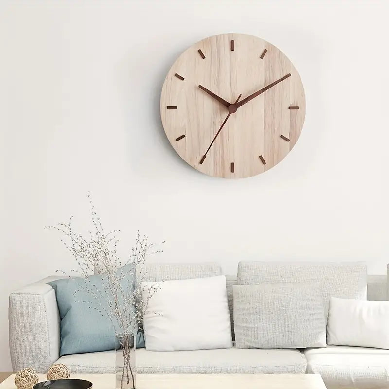 Natural Walnut Wall Clock with Modern Minimalist Style