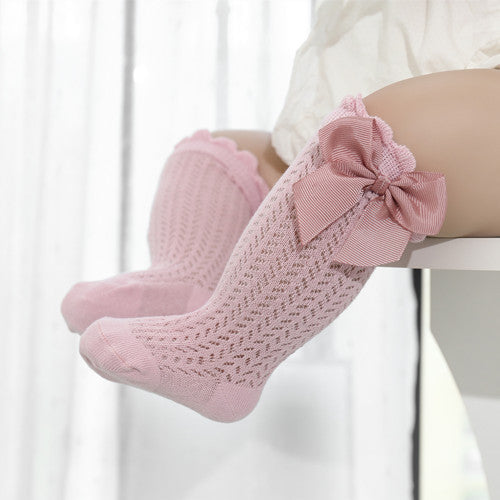 Charming Cotton Baby Socks with Elegant Bow for Delightful Comfort