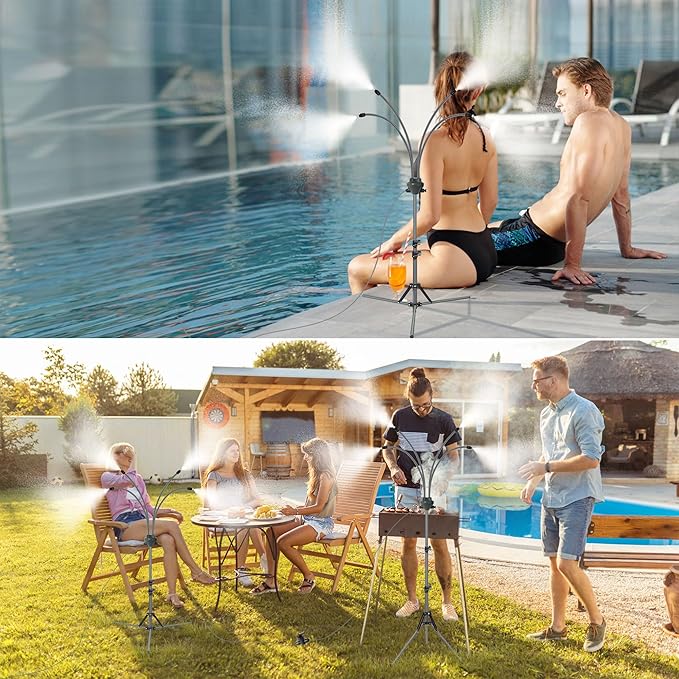 Versatile Outdoor Cooling Mist System | Height Adjustable Patio Mister