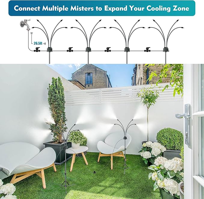 Versatile Outdoor Cooling Mist System | Height Adjustable Patio Mister