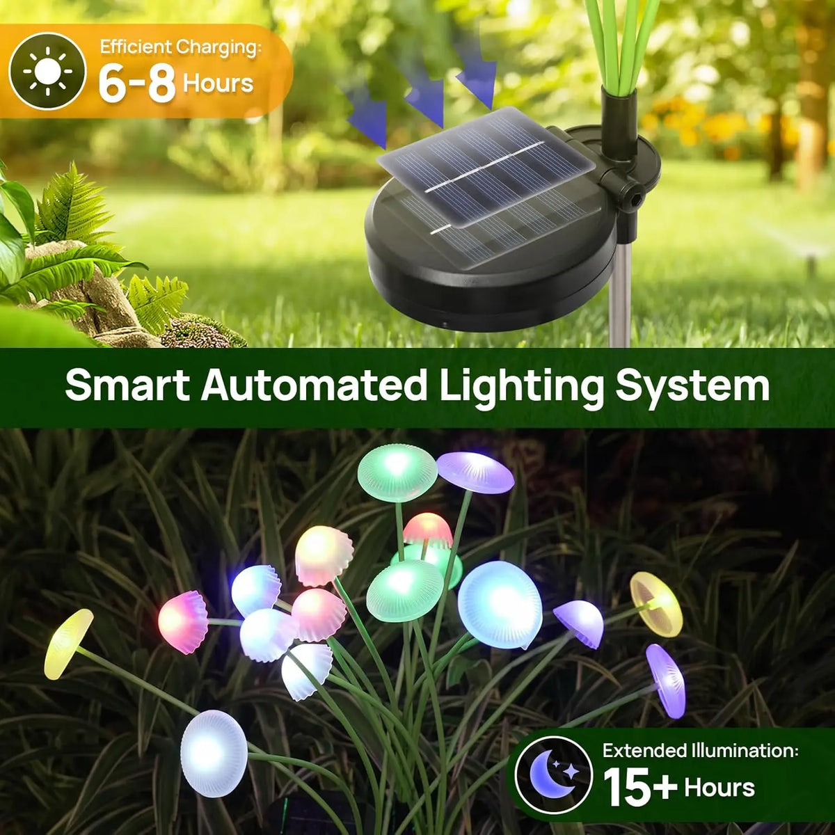 Whimsical Solar Garden Light Duo with 6 Dancing Caps