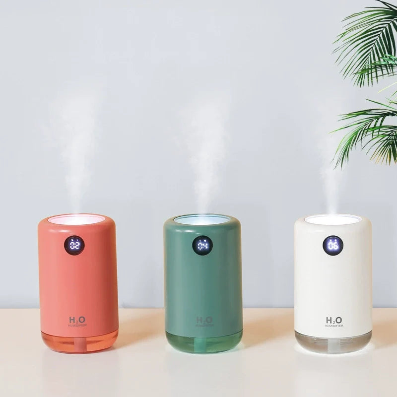 Compact Rechargeable Humidifier with LED Light & 500ml Capacity