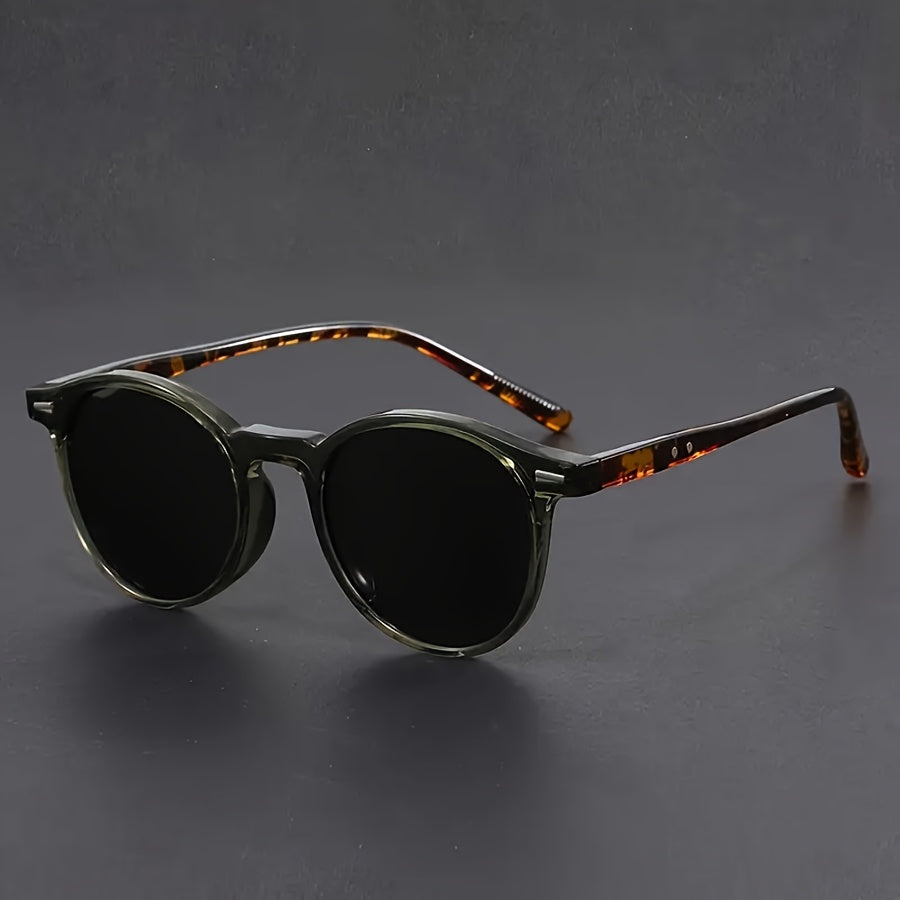 Stylish Round Sunglasses for Men – Tortoise Shell Design & UV Protection