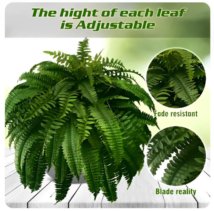 Evergreen Oasis Faux Fern – UV-Resistant Decorative Greenery with 18 Lush Fronds