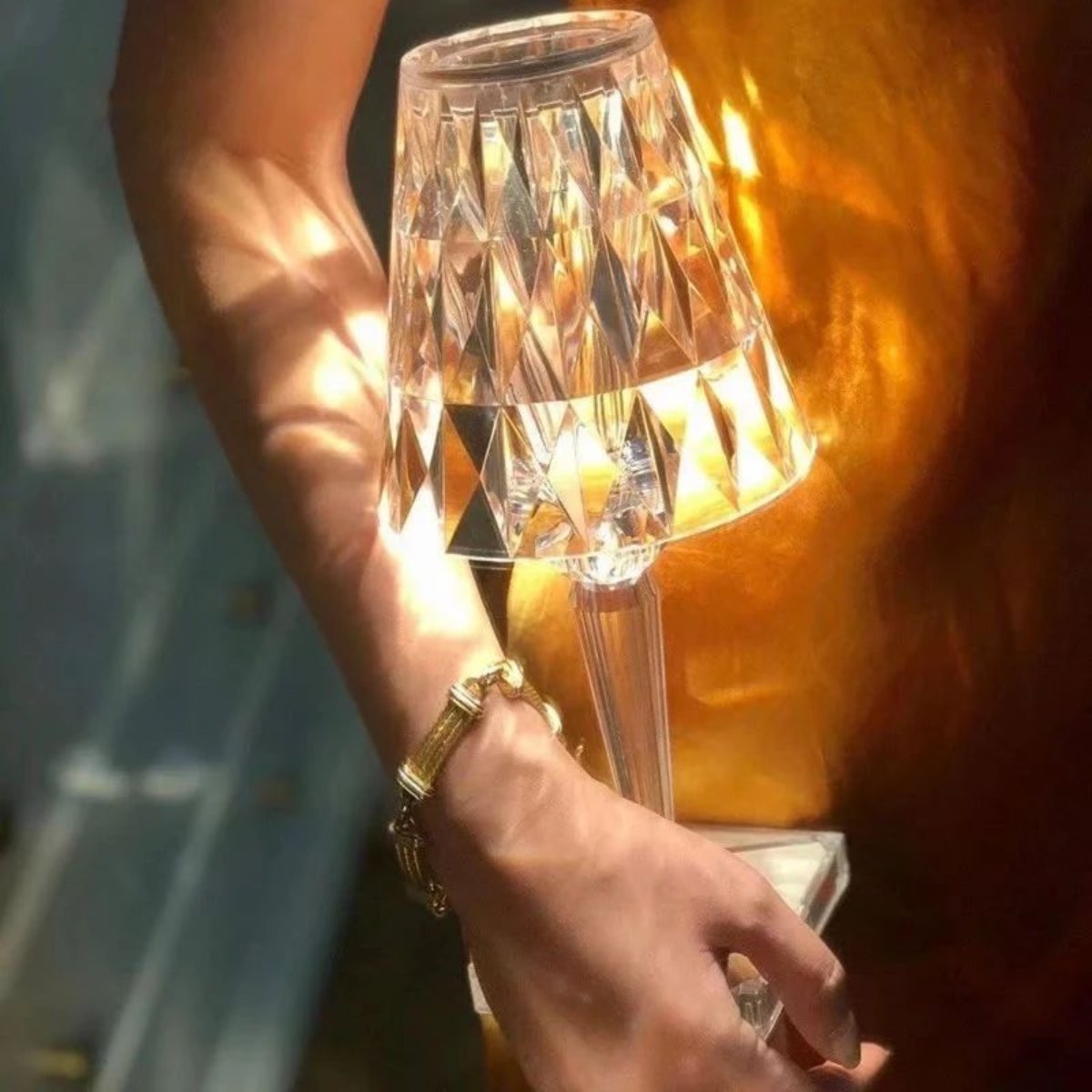 Touch-Controlled Crystal Lamp for Tables