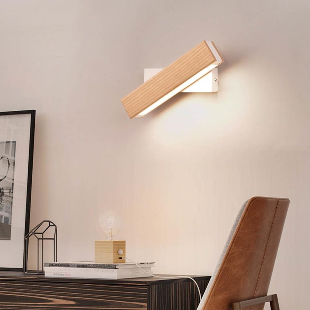 Rotating Twilight Pivot Wall Lamp – Wooden LED Light
